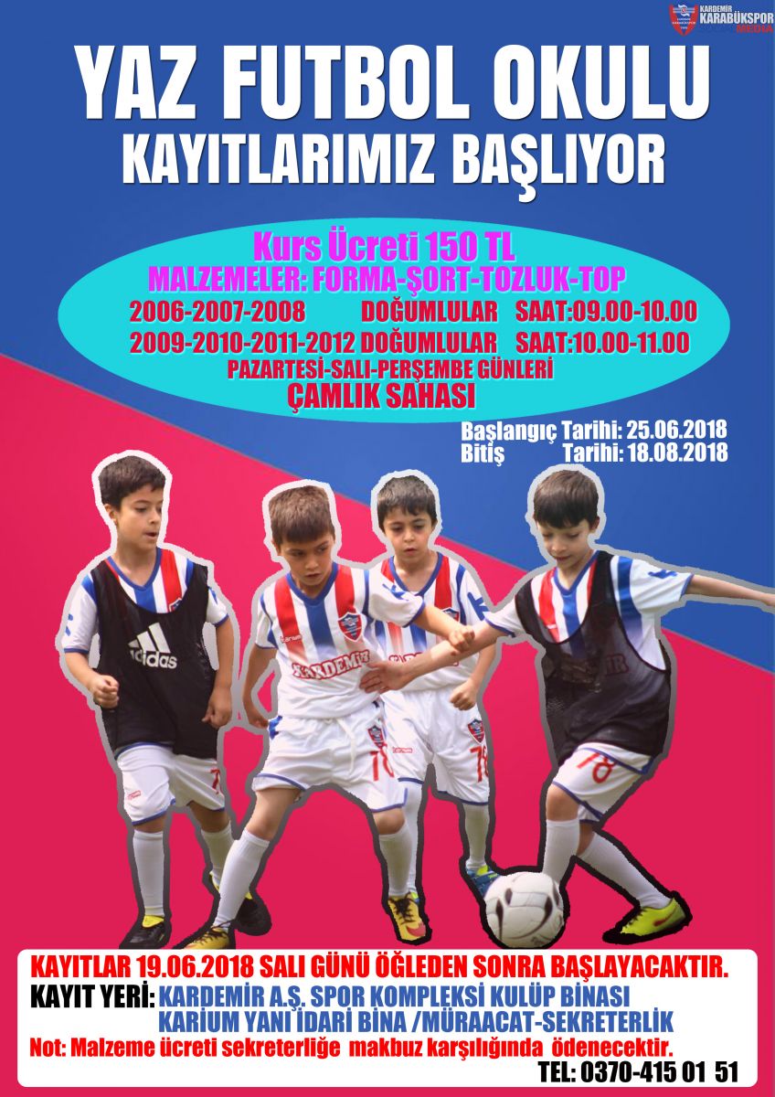Yaz Futbol Okulu Kayitlarimiz Basliyor Karabukspor Kulubu Resmi Internet Platformu
